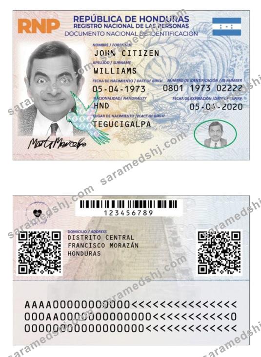 Honduras identity card PSD template, with fonts, version 2